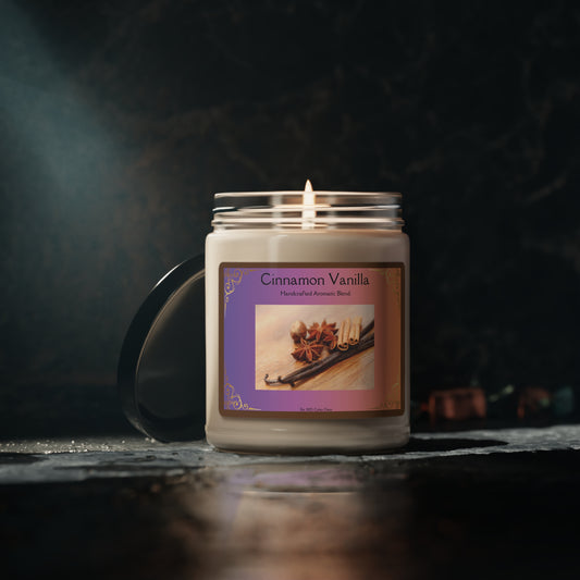Cinnamon Vanilla 9oz Soy Candle - Captivating Sweet and Spicy Home Scent