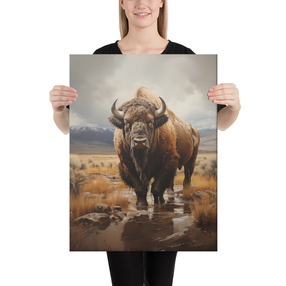 Elegant American West Bison Canvas Art - Sophisticated Nature-Inspired Decor