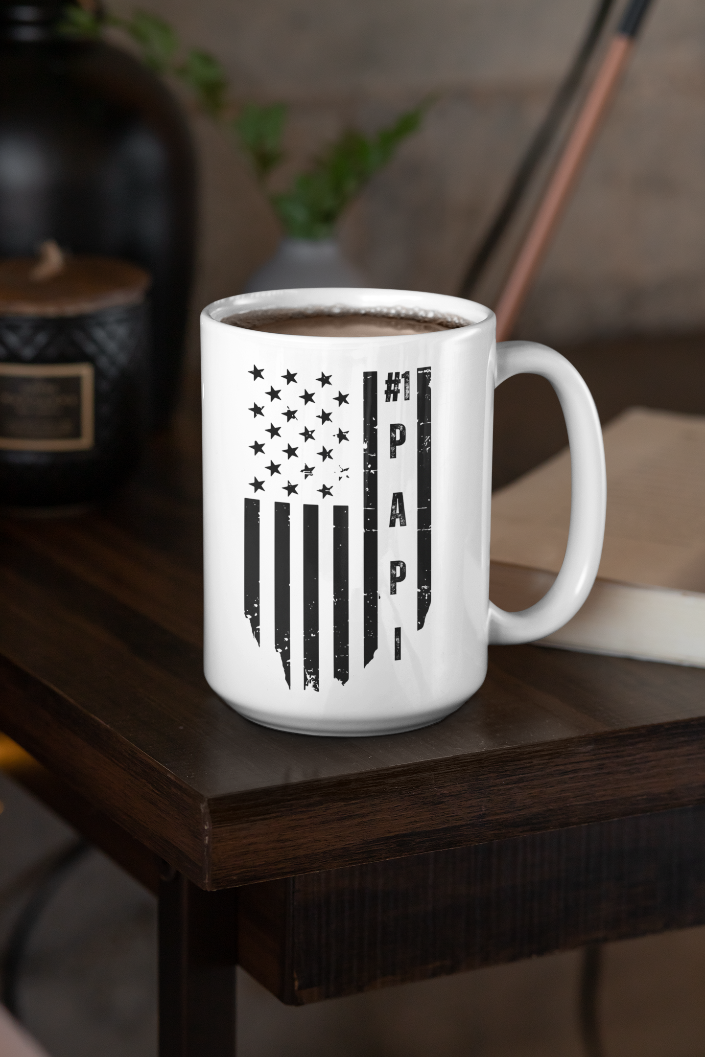 #1 Papi American Flag Ceramic Coffee Mug: Celebrate Your Patriotic Pride!