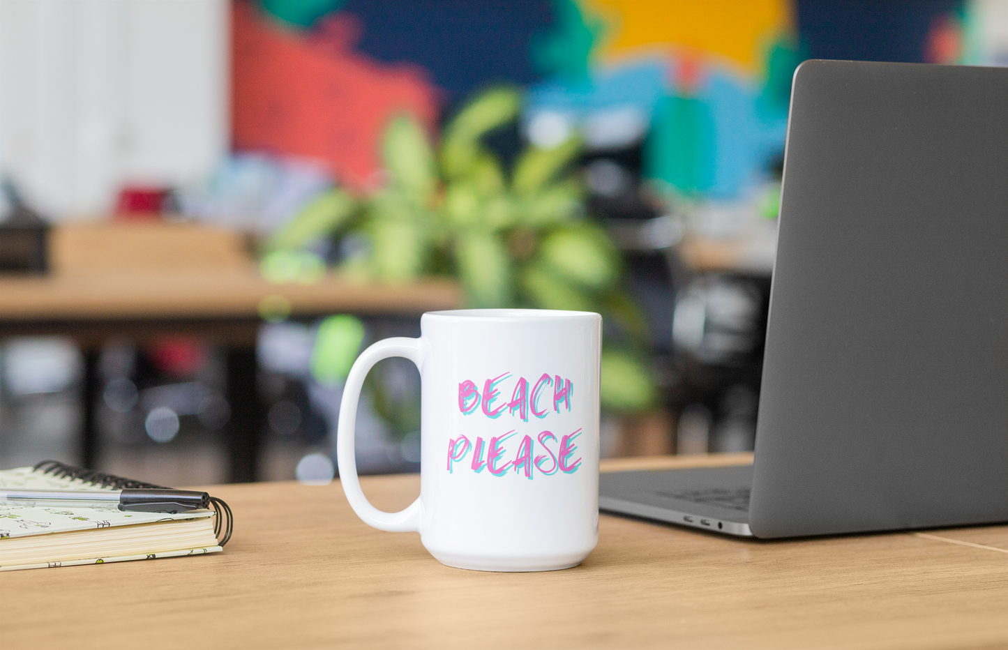 Beach Please 11oz Mug - For That Perfect Seaside Morning Coffee - Summery and Vibrant
