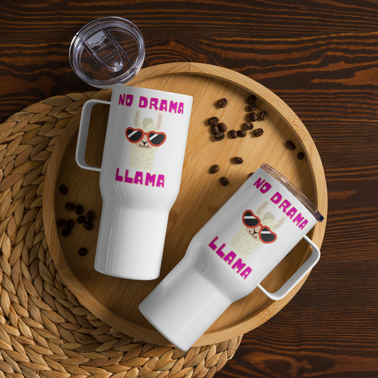 No Drama Llama Stainless Steel Travel Mug – 25oz Cool Llama with Sunglasses