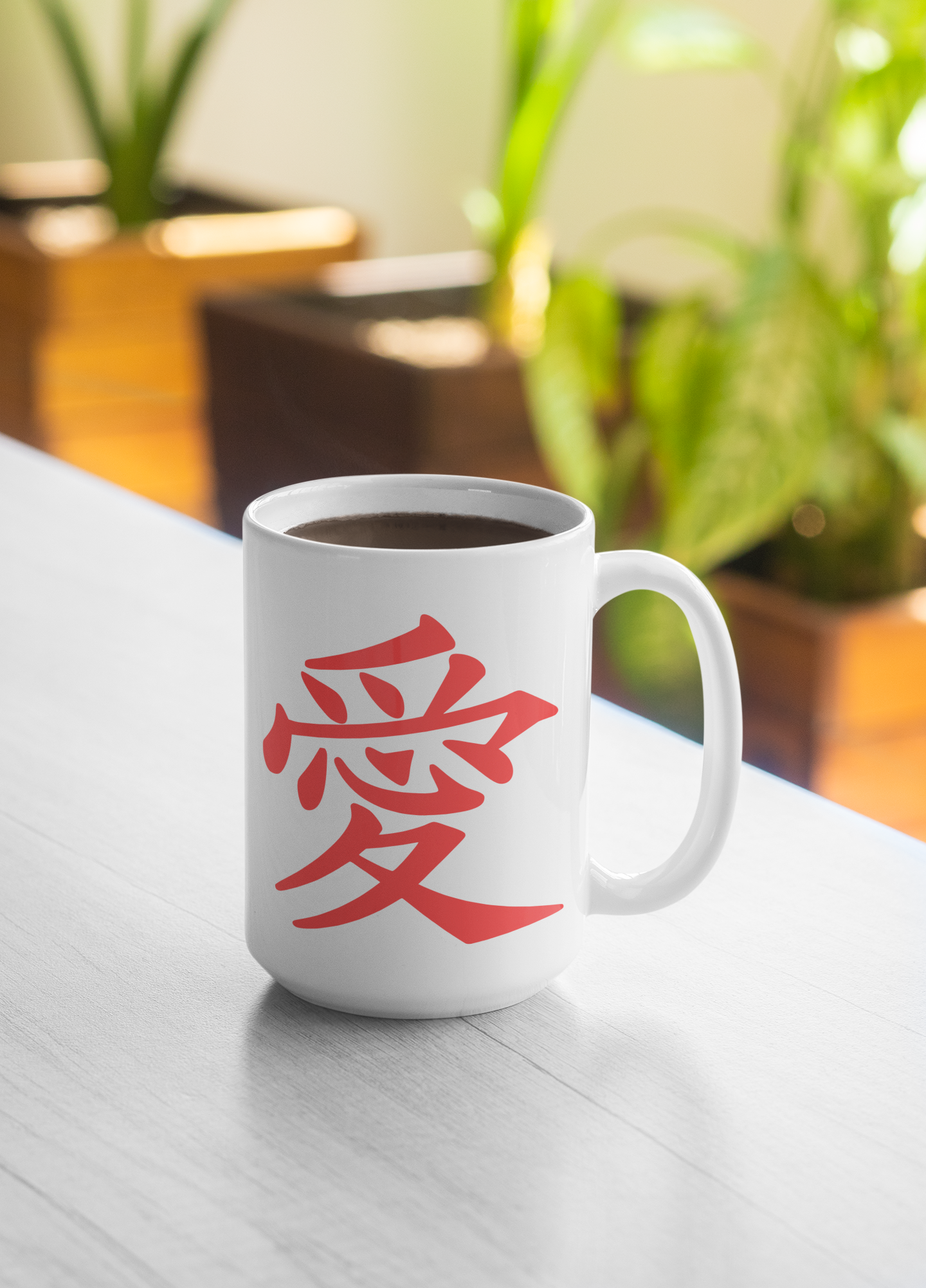 Japanese Kanji Love Symbol 15oz Mug - Perfect Gift for Tea & Coffee Lovers and Japanese Art Enthusiasts