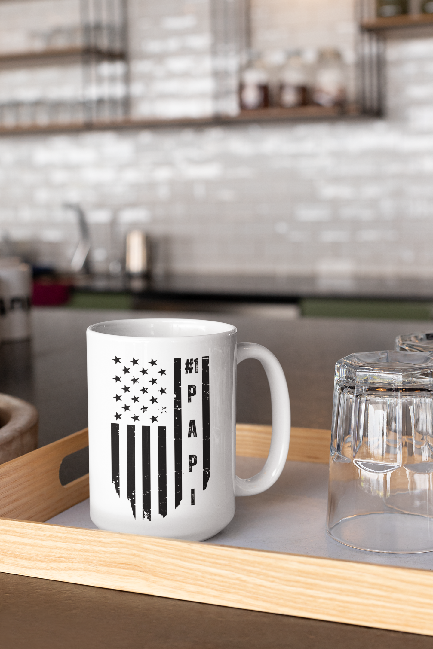 #1 Papi American Flag Ceramic Coffee Mug: Celebrate Your Patriotic Pride!