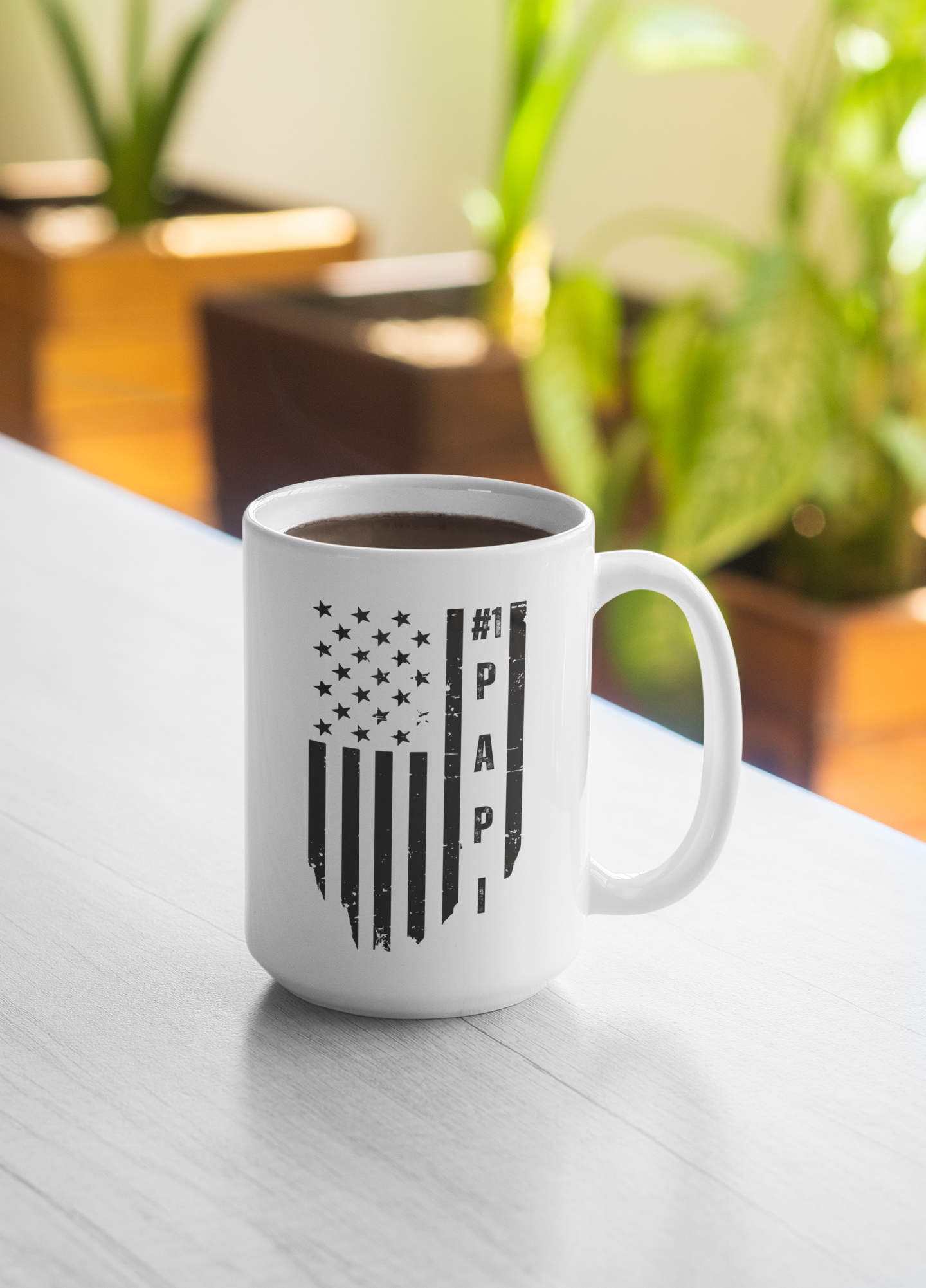 #1 Papi American Flag Ceramic Coffee Mug: Celebrate Your Patriotic Pride!