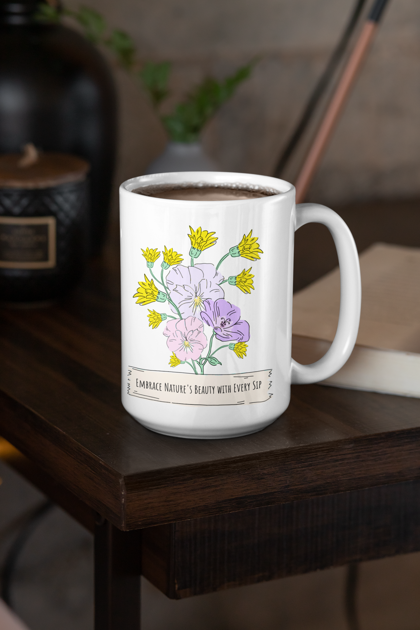 11oz Wildflower Design Mug | Professional Tea & Coffee Drinkware | Nature-Inspired Gift