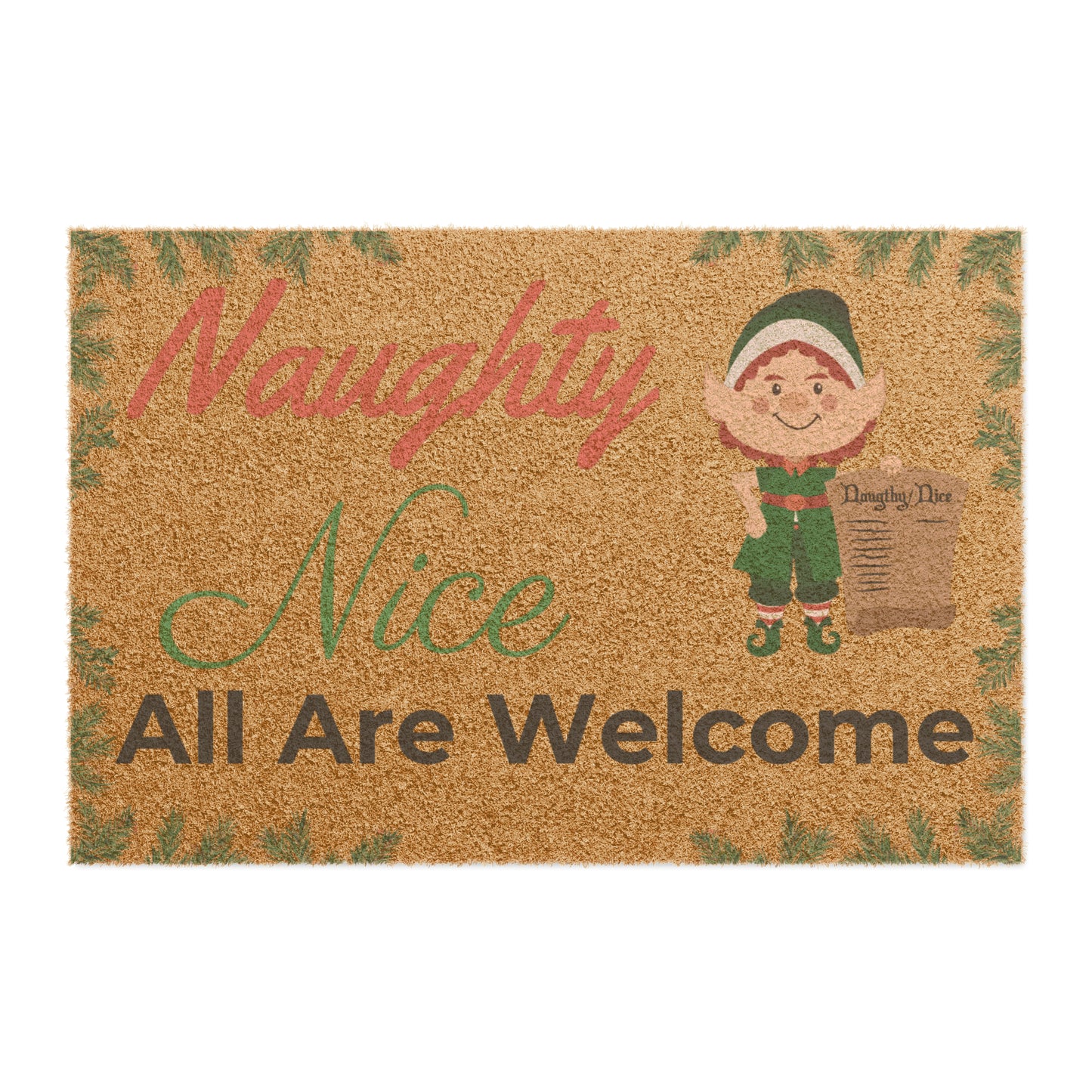 Naughty or Nice - All Are Welcome' Christmas Door Mat - Festive Entryway Decor