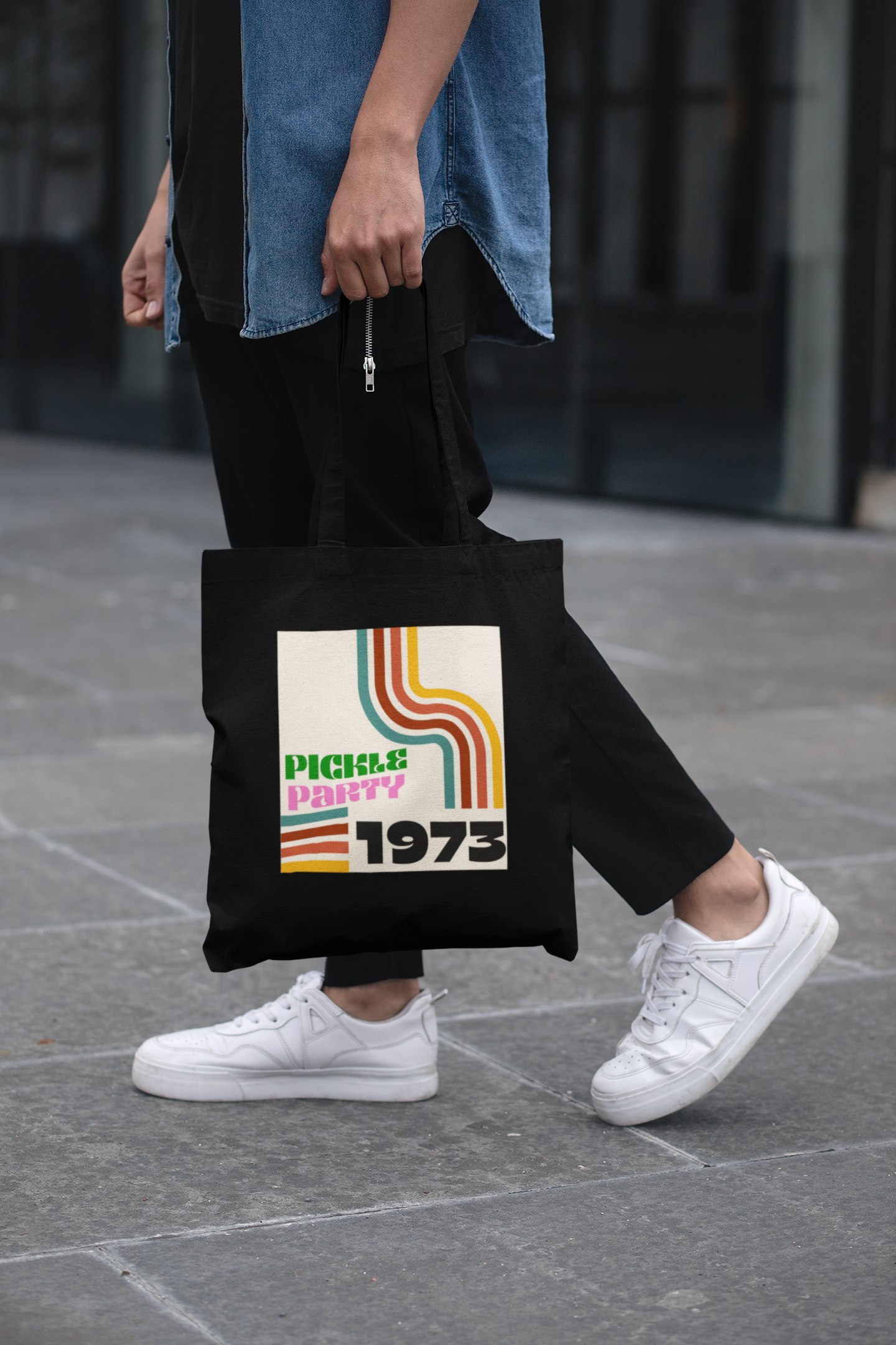 Retro Pickle Party 1973 Organic Cotton Tote Bag - Eco-Friendly Reusable Grocery Bag