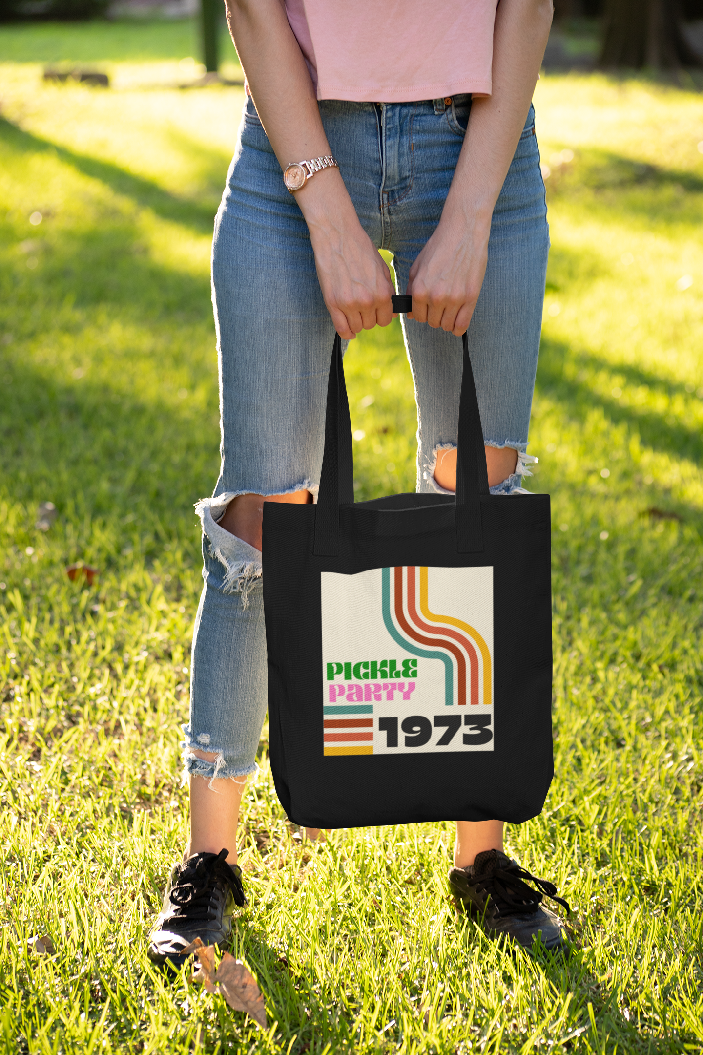 Retro Pickle Party 1973 Organic Cotton Tote Bag - Eco-Friendly Reusable Grocery Bag