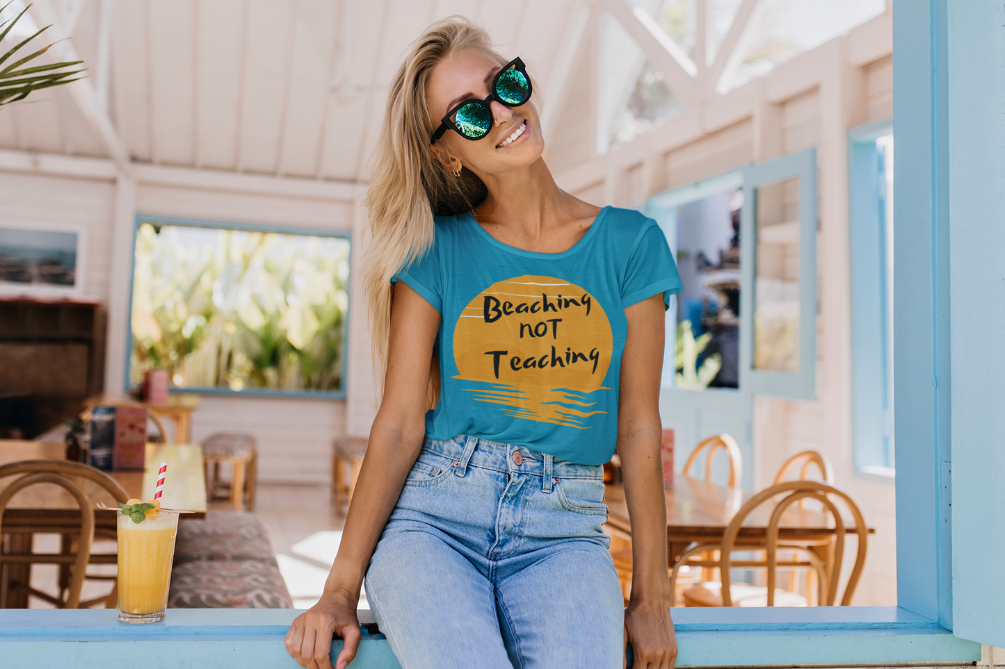 Women's Premium Beach Tee Shirt: Embrace Relaxation with 'Beaching NOT Teaching' Style