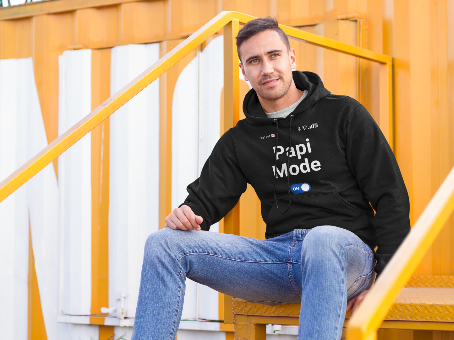 Papi Mode On Men’s Premium Hoodie - Unique Cell Phone Play, Cozy Comfort Wear, Ideal Gift for Dads
