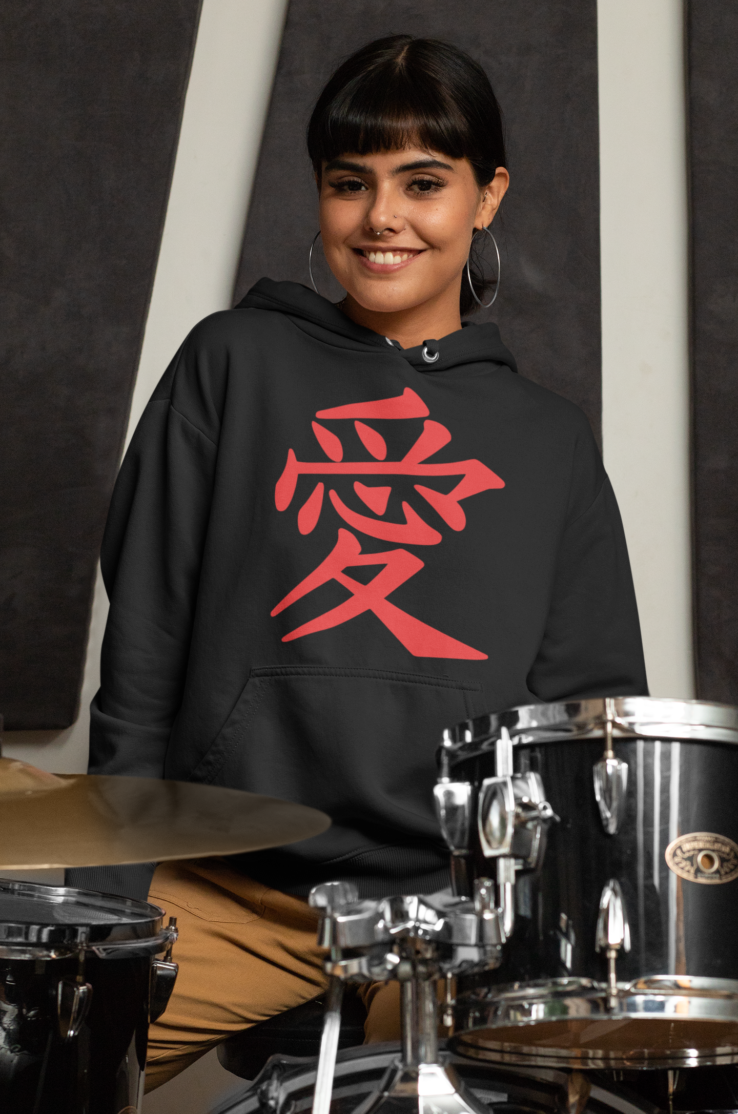 Premium Women's Hoodie with Japanese Kanji Love Symbol | Perfect for Japanese Culture Enthusiasts