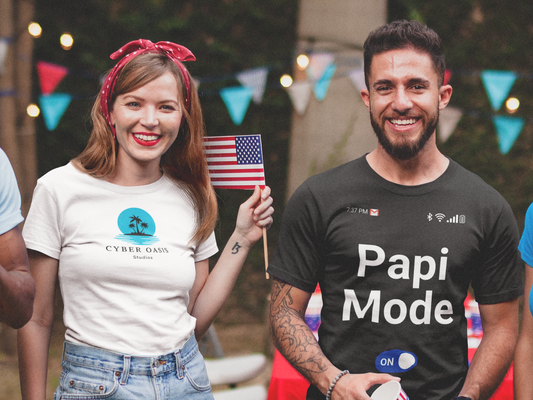 Papi Mode On Men’s Designer Tee - Playful Tech-Inspired Shirt, Perfect Gift for Dads