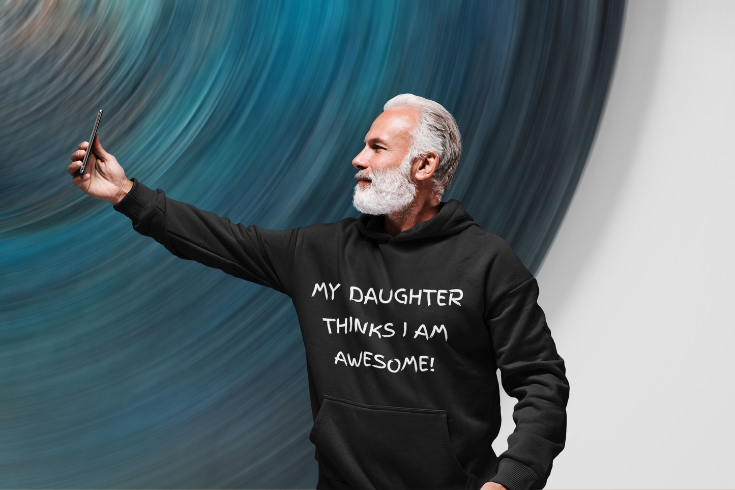 Embrace Fatherhood with Confidence in our 'My Daughter Thinks I AM AWESOME!' Men's Premium Hoodie