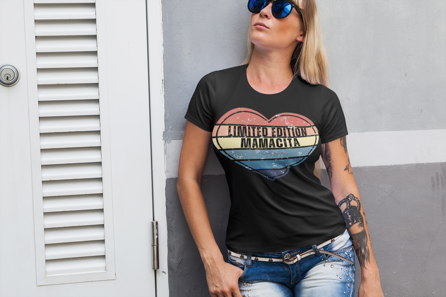 Limited Edition Mamacita Designer Tee - Women's Retro Heart Printed Shirt