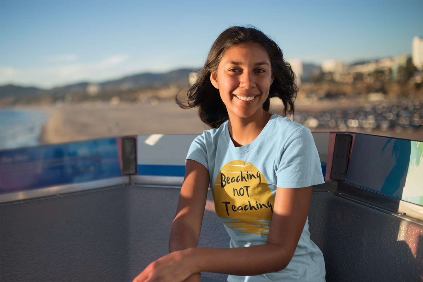 Women's Premium Beach Tee Shirt: Embrace Relaxation with 'Beaching NOT Teaching' Style