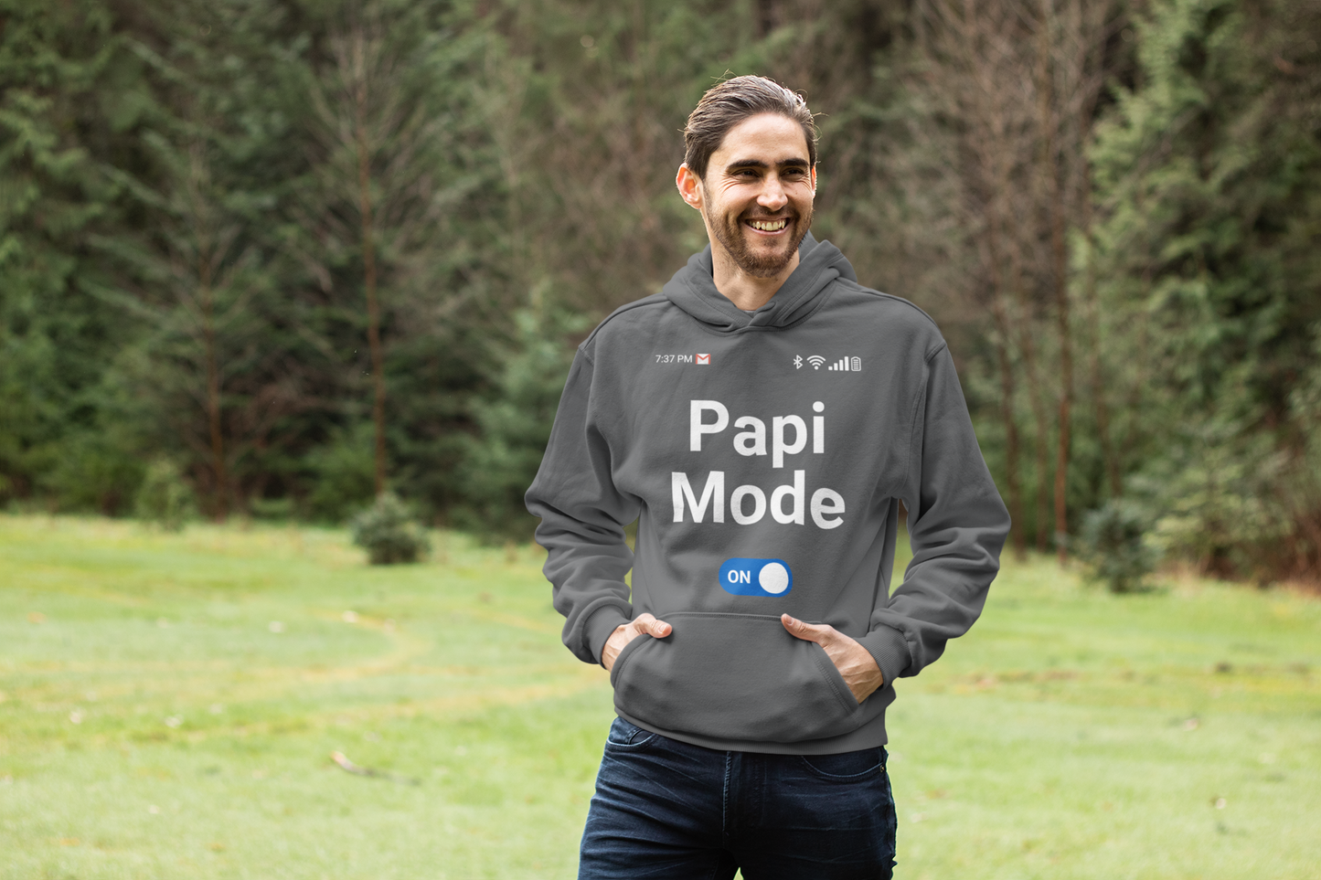 Papi Mode On Men’s Premium Hoodie - Unique Cell Phone Play, Cozy Comfort Wear, Ideal Gift for Dads