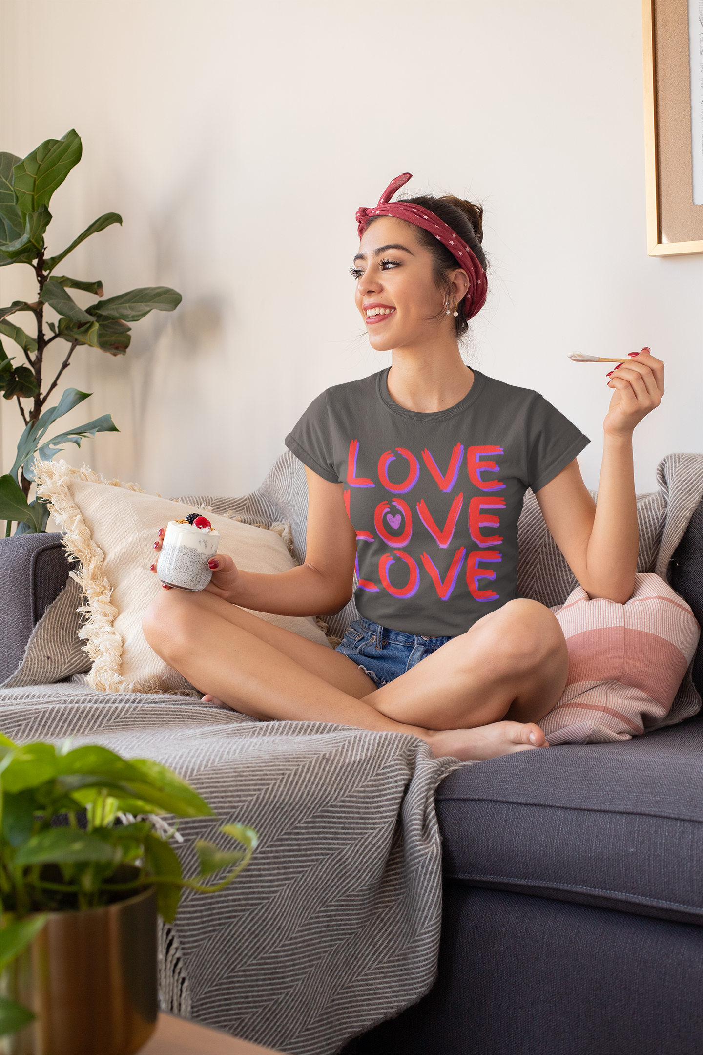 Women's Premium Tee Shirt: Spread Love and Positivity with 'LOVE LOVE LOVE'