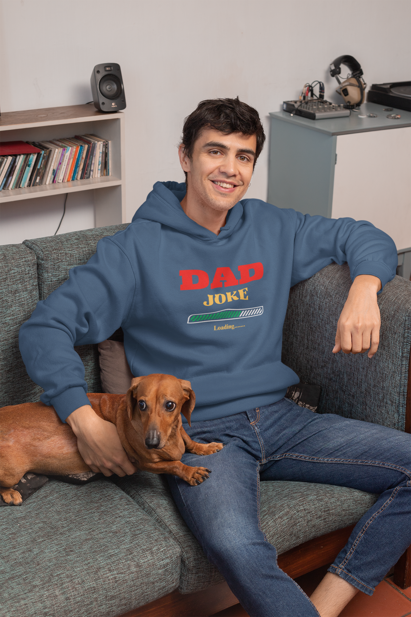 Stay Warm and Witty: Dad Joke Loading Men's Premium Hoodie