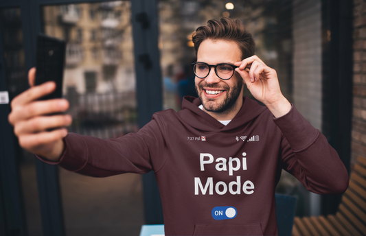 Papi Mode On Men’s Premium Hoodie - Unique Cell Phone Play, Cozy Comfort Wear, Ideal Gift for Dads