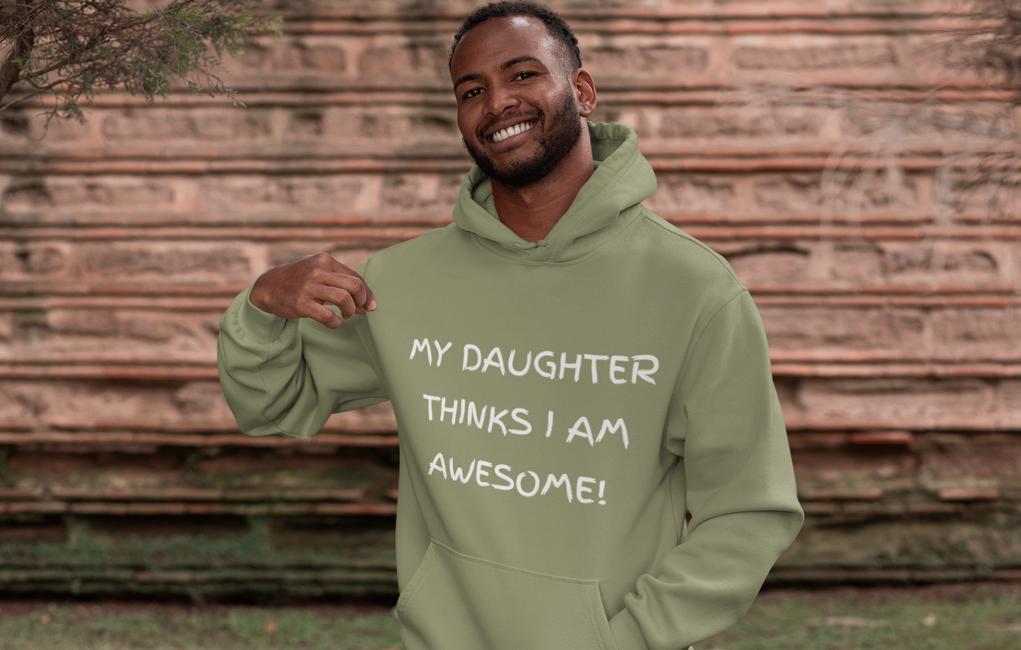 Embrace Fatherhood with Confidence in our 'My Daughter Thinks I AM AWESOME!' Men's Premium Hoodie