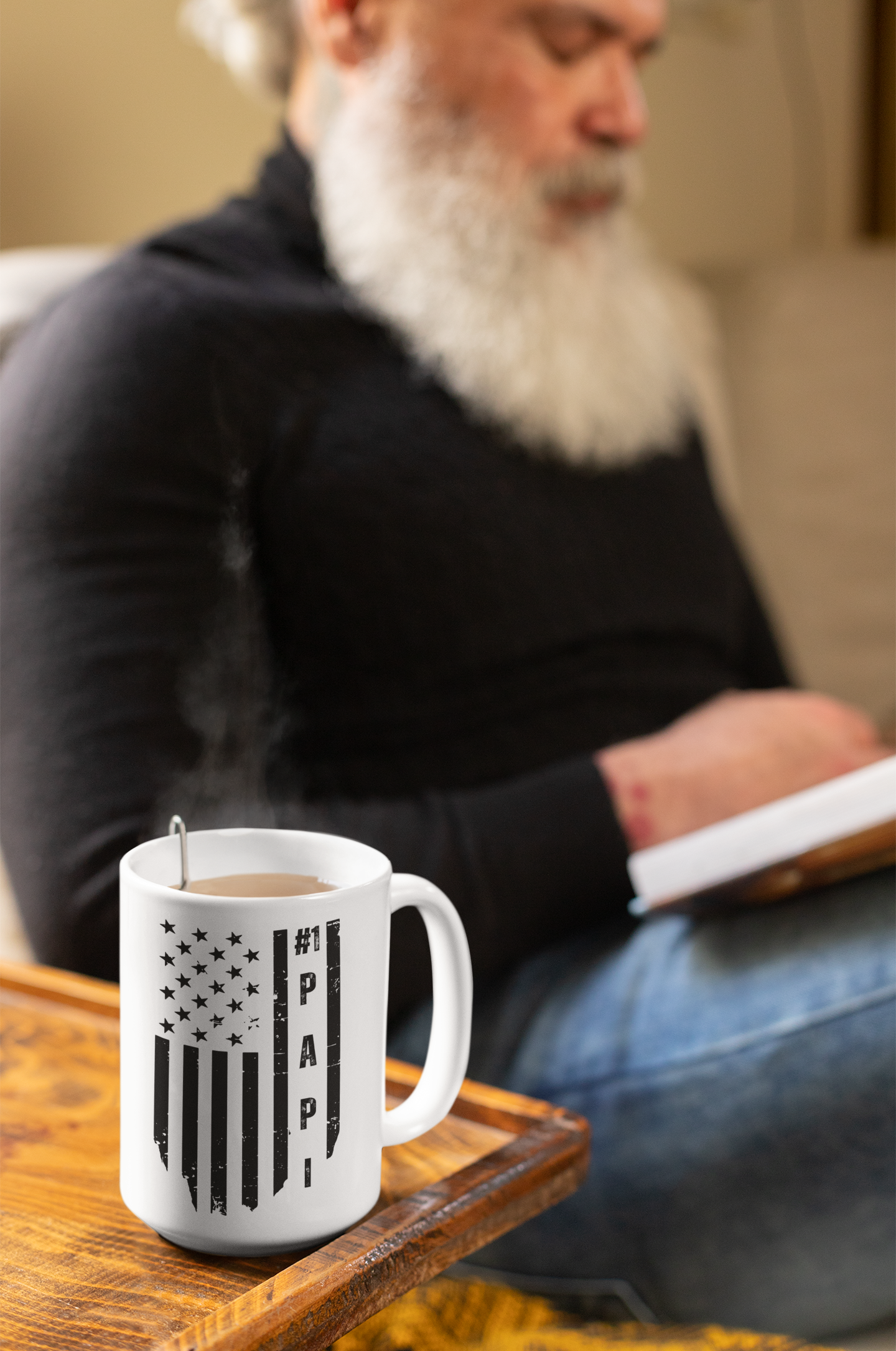 #1 Papi American Flag Ceramic Coffee Mug: Celebrate Your Patriotic Pride!