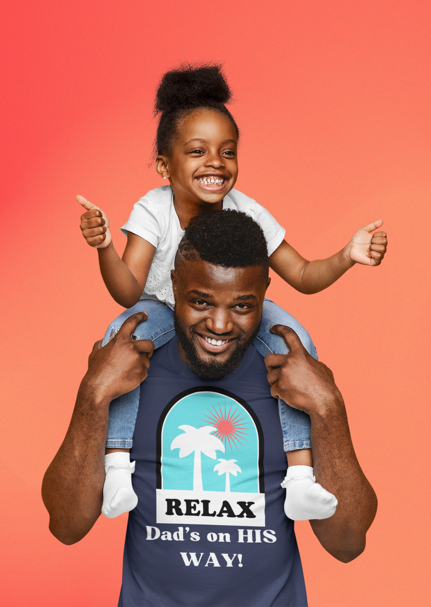 Men's 'RELAX Dad's on his WAY!' T-Shirt | Comforting Retro Sunset Palms