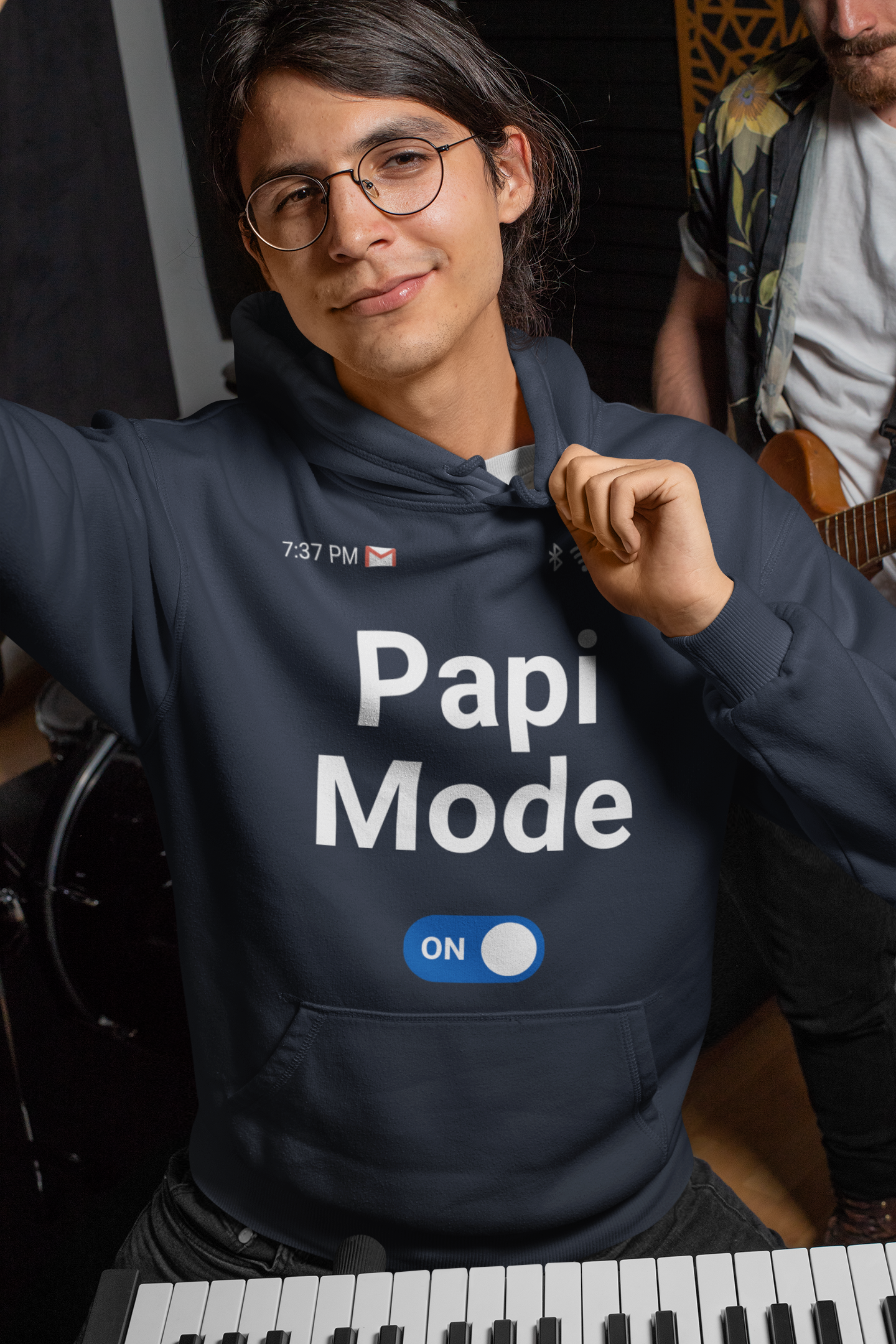 Papi Mode On Men’s Premium Hoodie - Unique Cell Phone Play, Cozy Comfort Wear, Ideal Gift for Dads