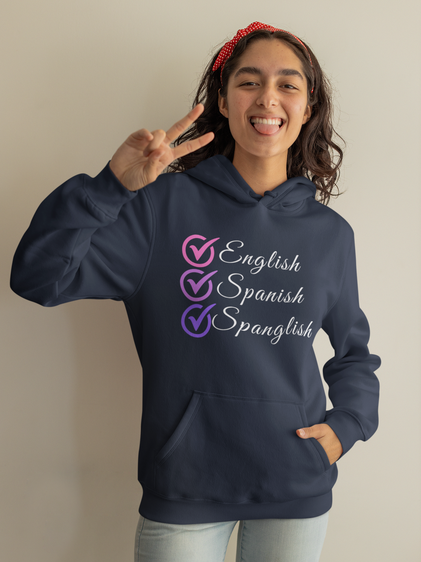 English, Spanish, Spanglish: Embrace Multiculturalism with Our Women's Premium Hoodie