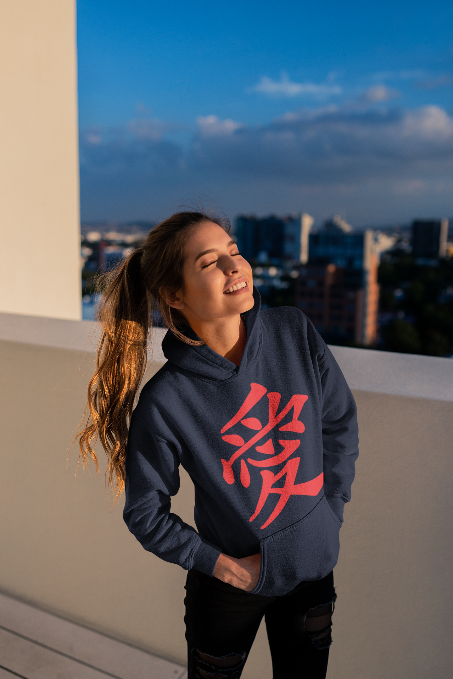 Premium Women's Hoodie with Japanese Kanji Love Symbol | Perfect for Japanese Culture Enthusiasts