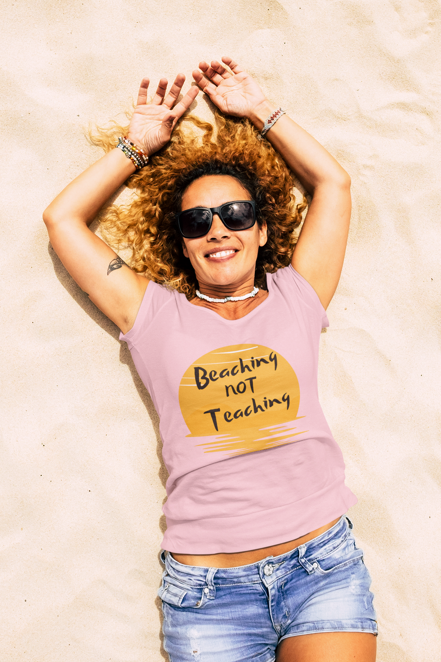 Women's Premium Beach Tee Shirt: Embrace Relaxation with 'Beaching NOT Teaching' Style