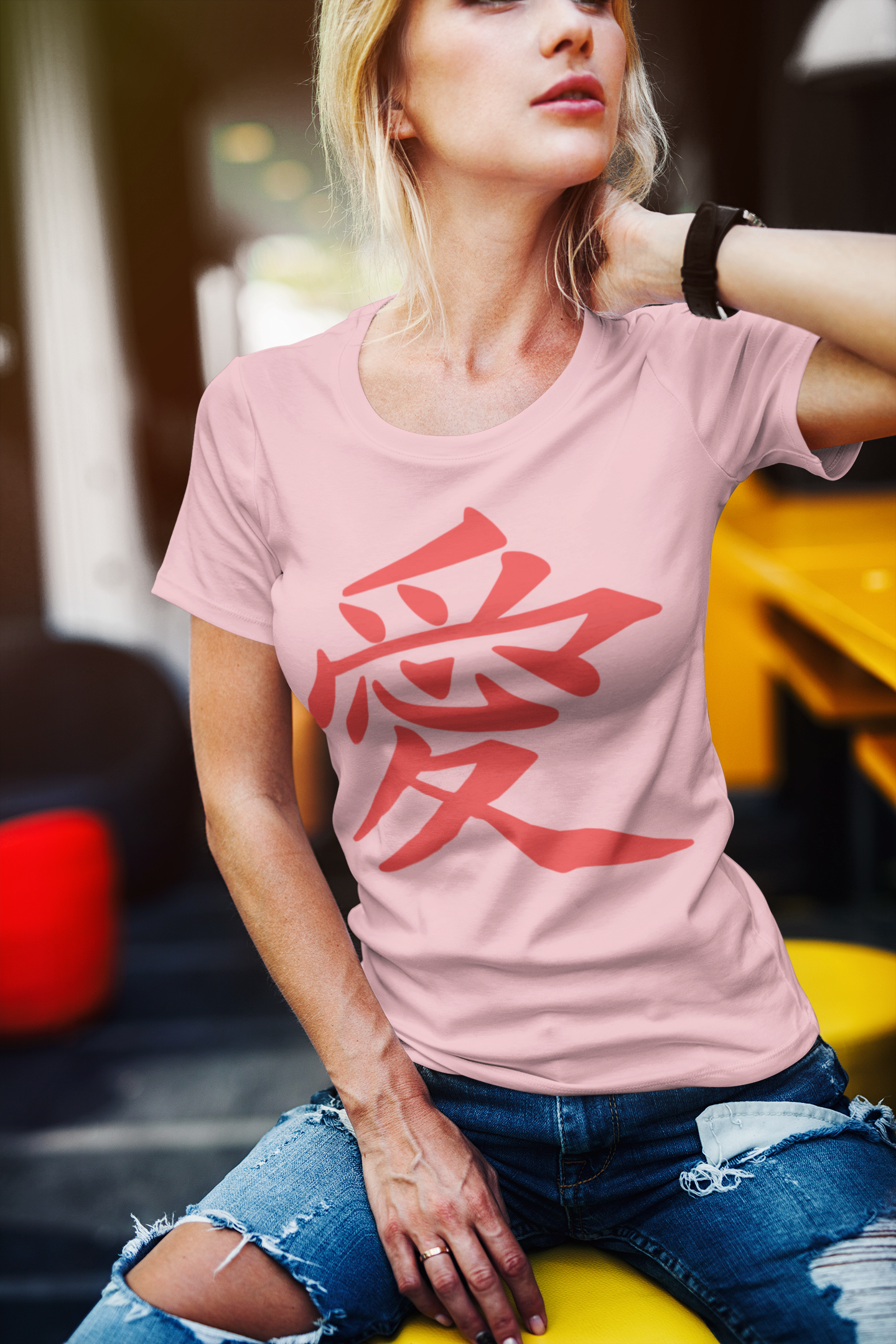 Designer Women's Tee with Authentic Japanese Kanji Love Symbol | Perfect for Japanese Art Lovers