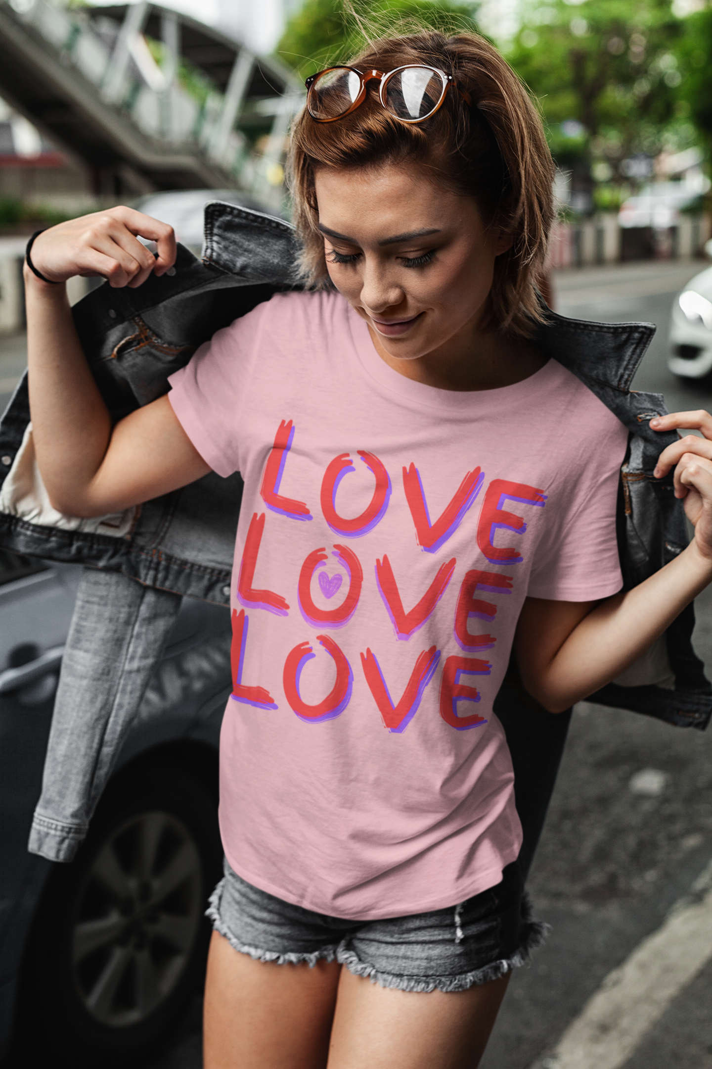 Women's Premium Tee Shirt: Spread Love and Positivity with 'LOVE LOVE LOVE'