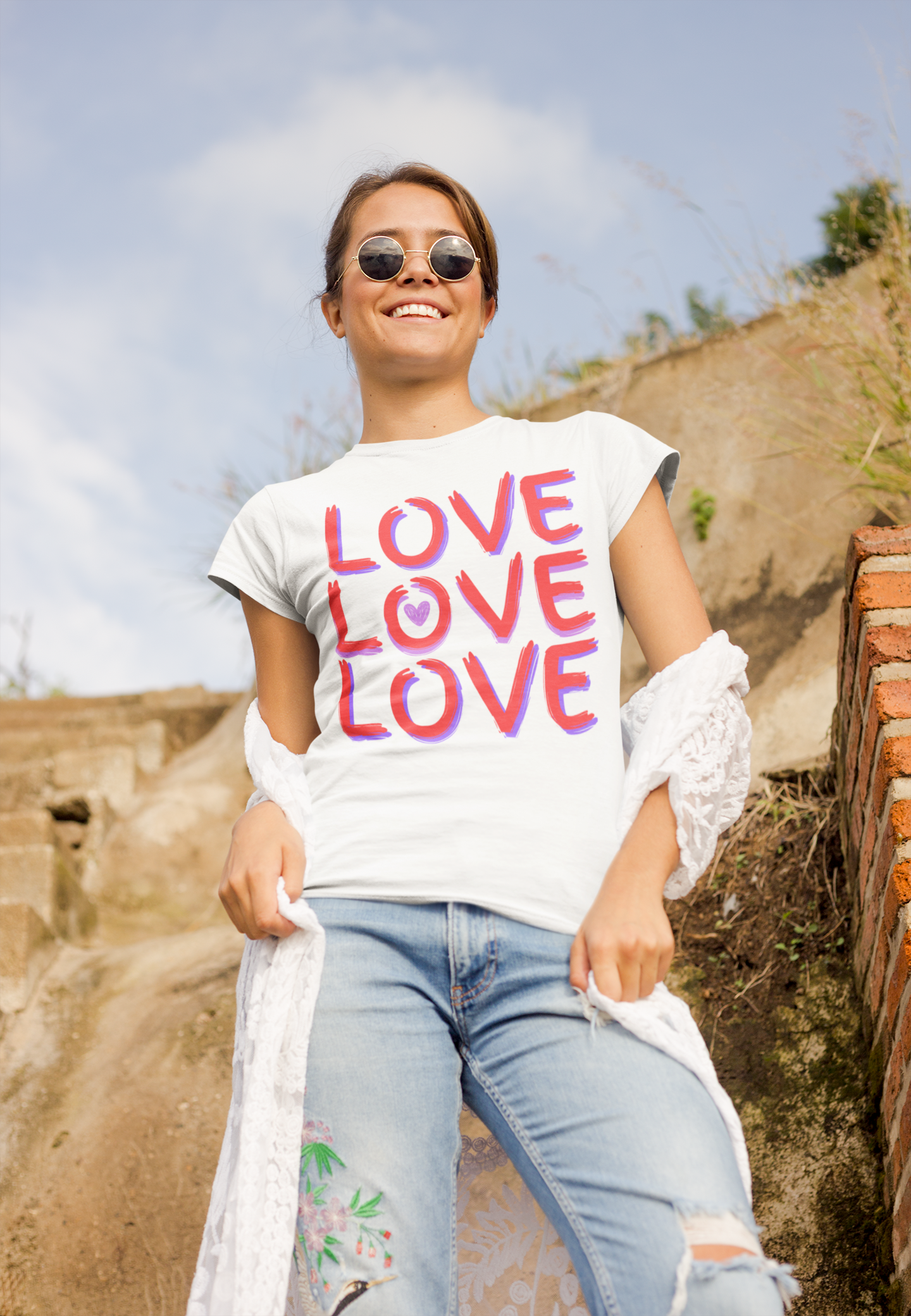Women's Premium Tee Shirt: Spread Love and Positivity with 'LOVE LOVE LOVE'