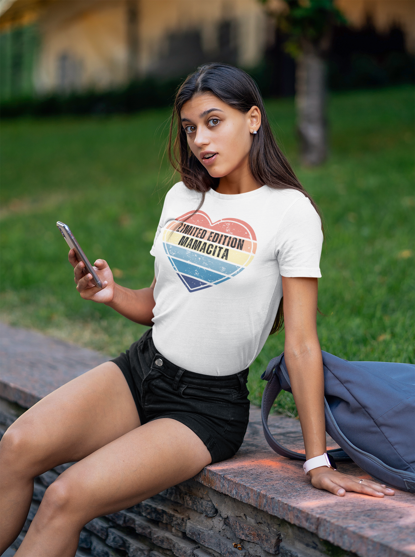 Limited Edition Mamacita Designer Tee - Women's Retro Heart Printed Shirt