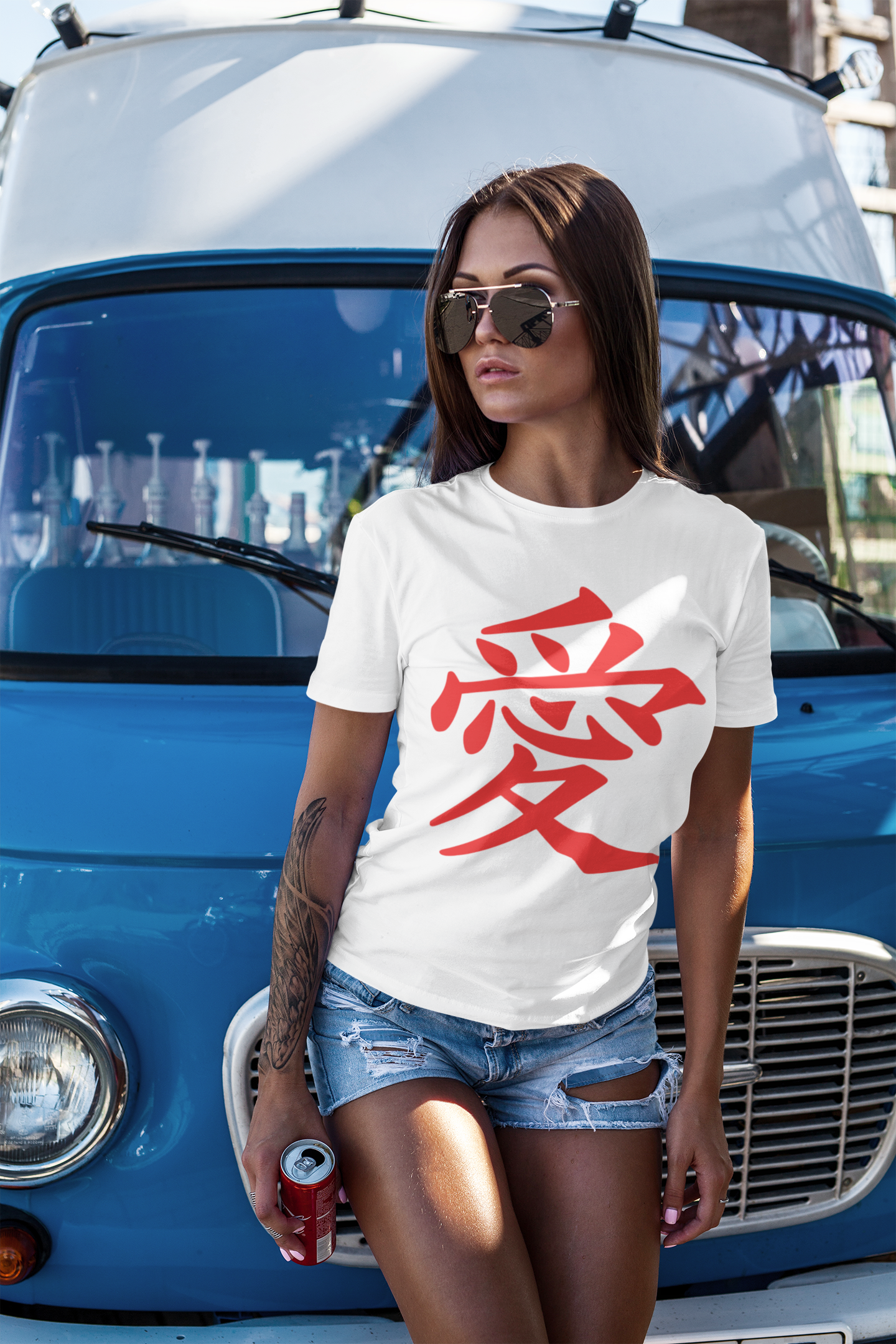 Designer Women's Tee with Authentic Japanese Kanji Love Symbol | Perfect for Japanese Art Lovers