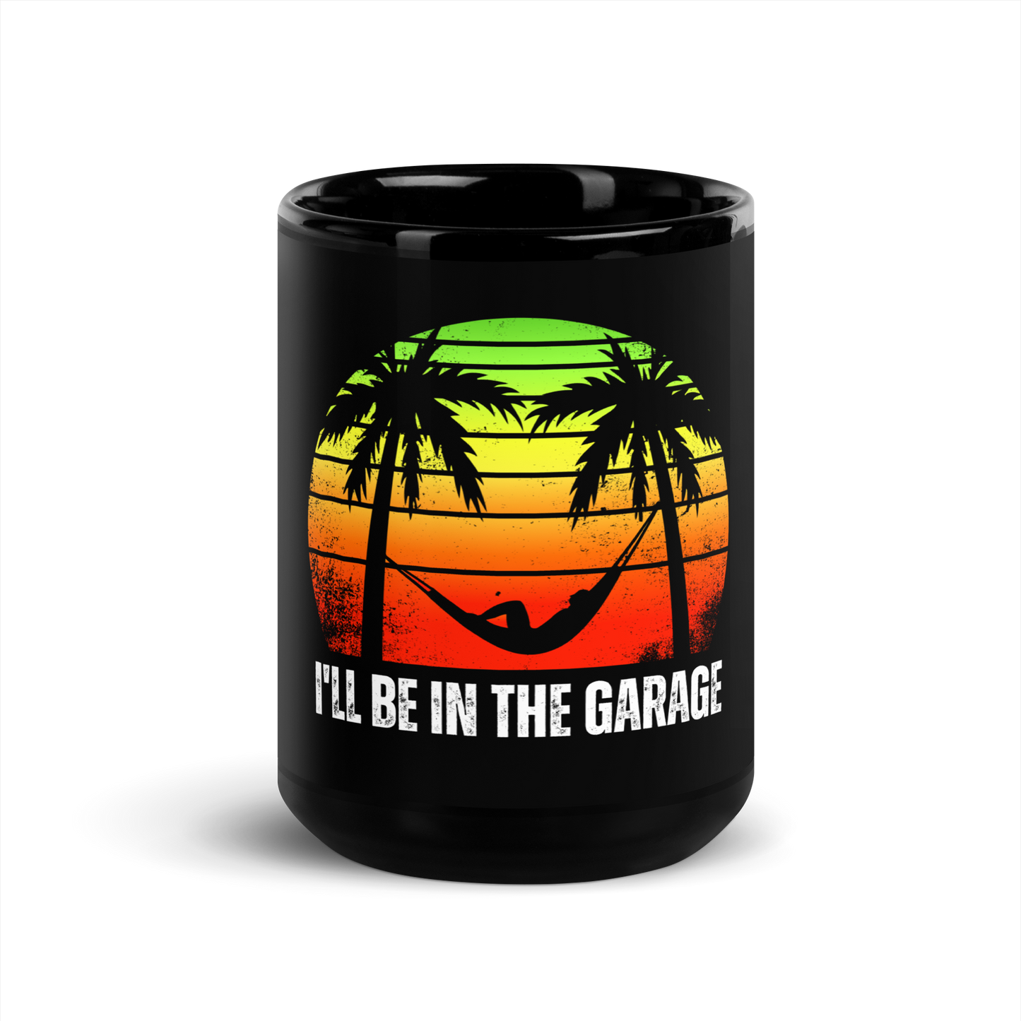 I'LL BE IN THE GARAGE - Retro Sunset 15oz Mug