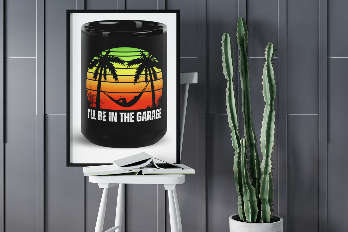 I'LL BE IN THE GARAGE - Retro Sunset 15oz Mug