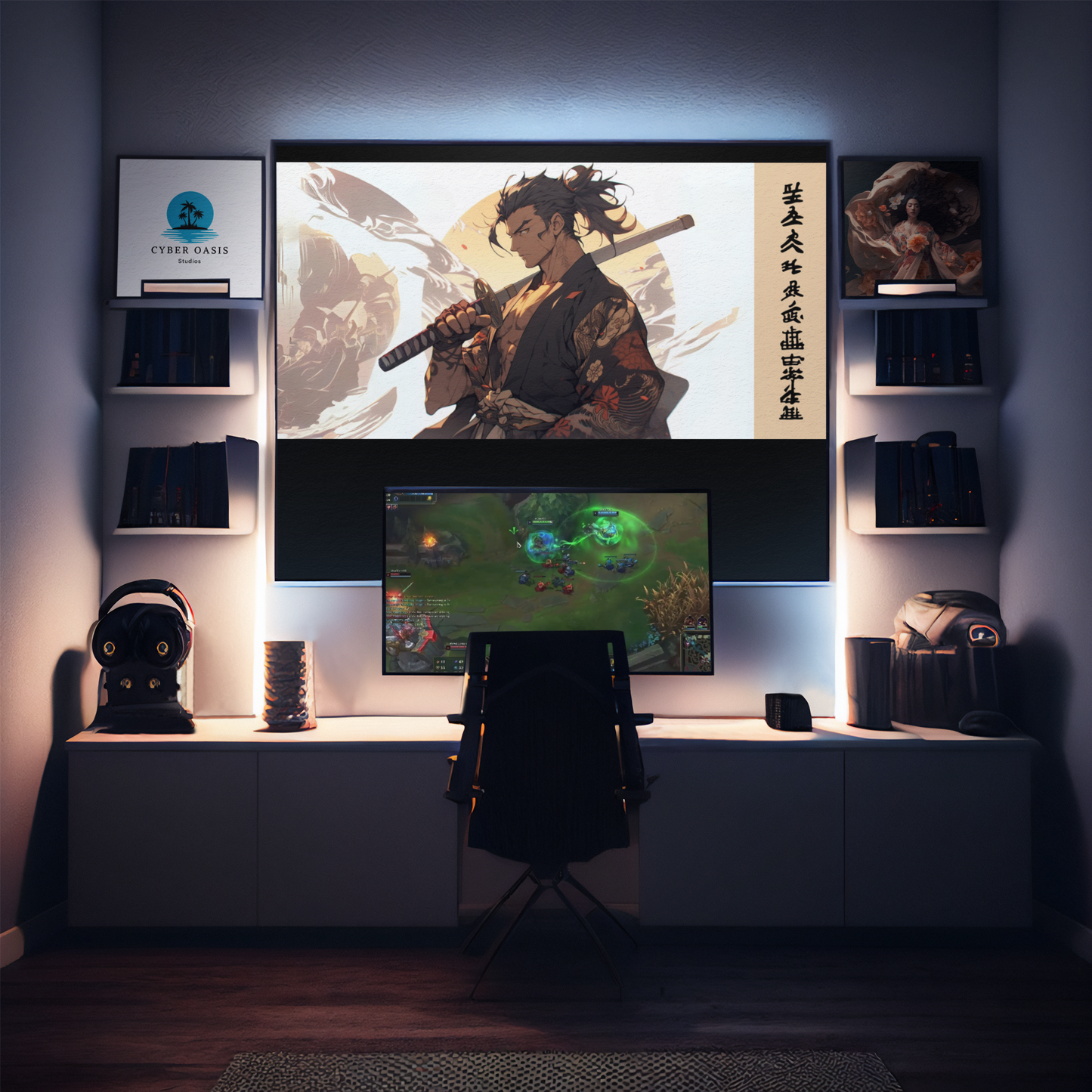 Samurai Warrior 36x18 Gaming Mouse Pad | Anime and Kanji Inspired | Professional Gaming Accessory