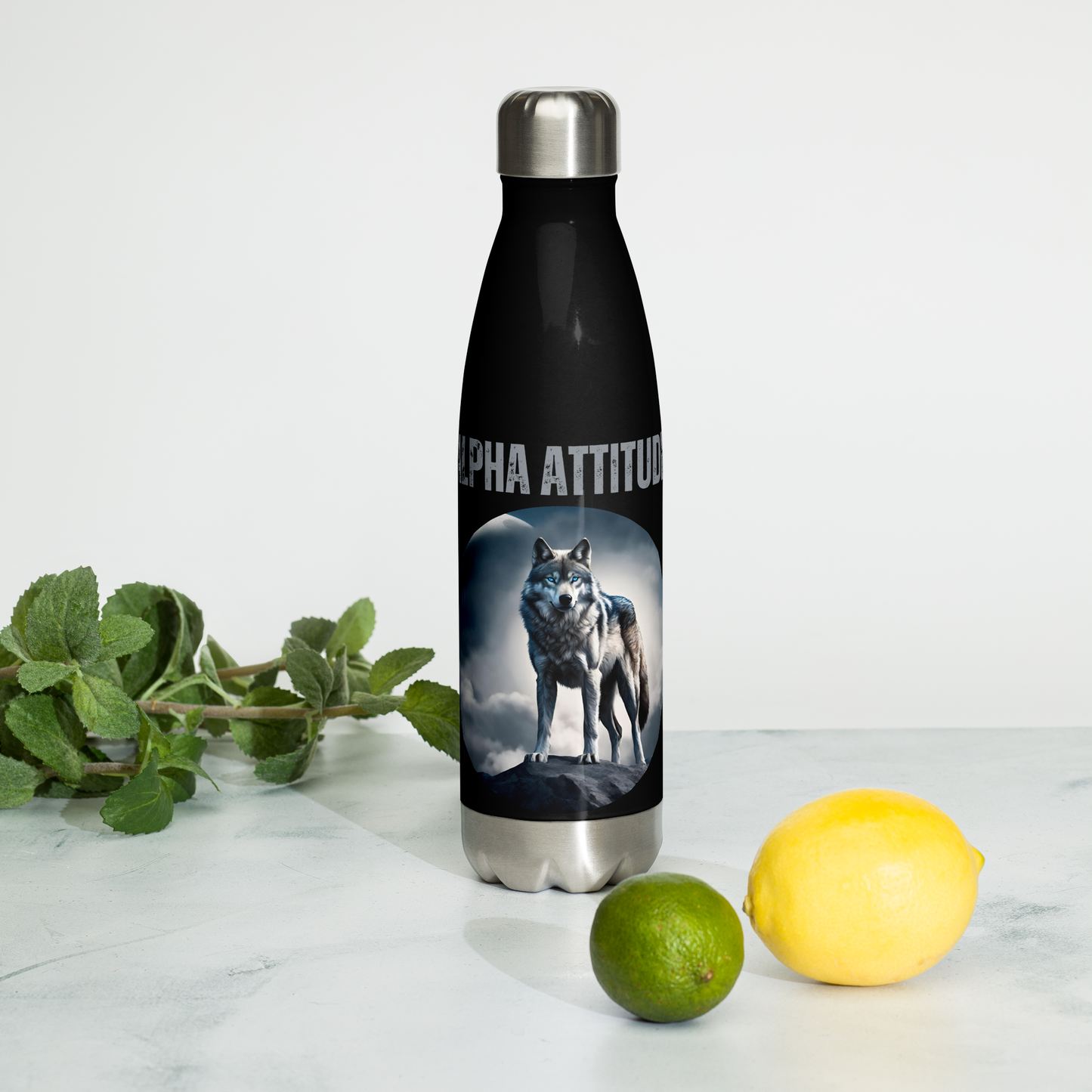 17oz 'ALPHA ATTITUDE' Stainless Steel Water Bottle | Men's Hydration Gear
