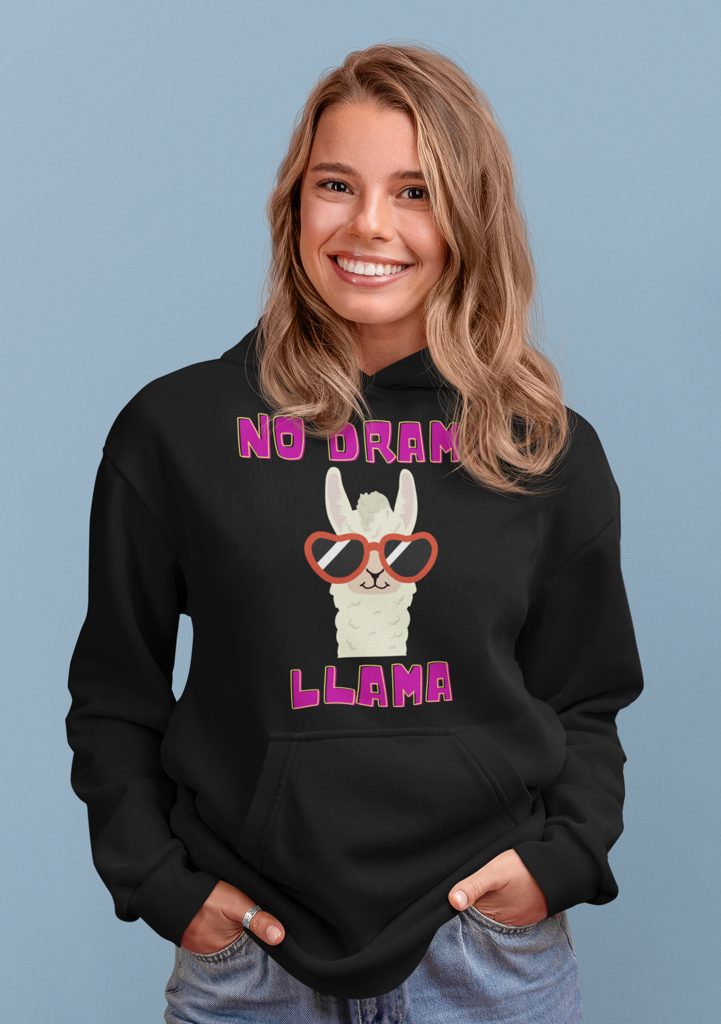 No Drama Llama Premium Hoodie for Women | Llama Lover's Casual Wear