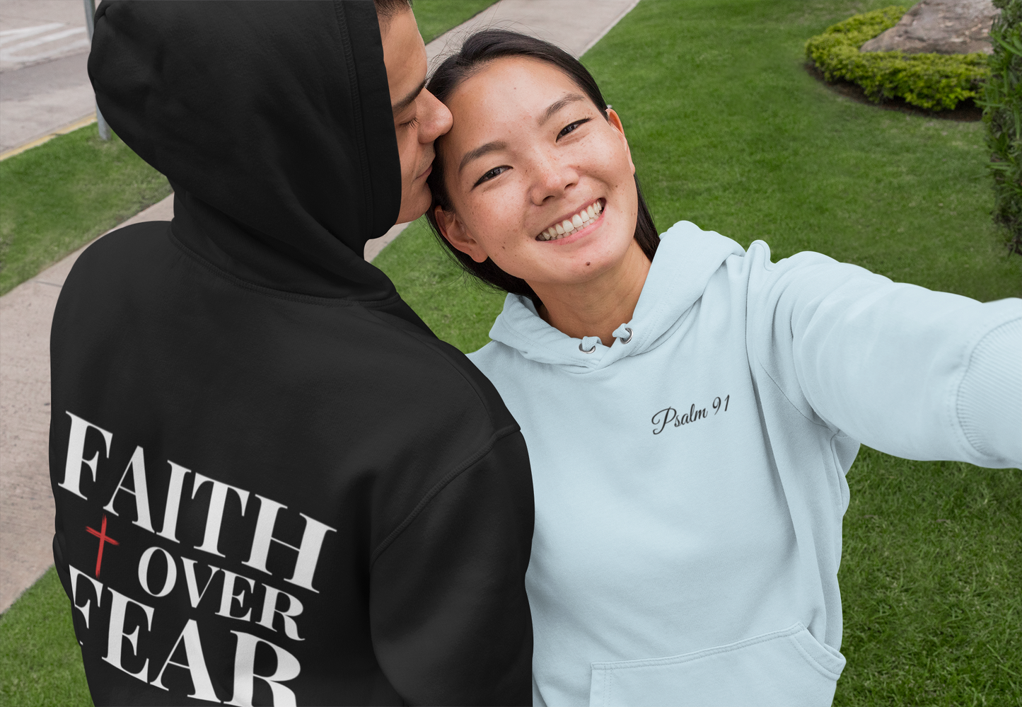 Psalm 91' Unisex Premium Hoodie | 'FAITH over FEAR' Back Print | Empowering Faith-Based Clothing