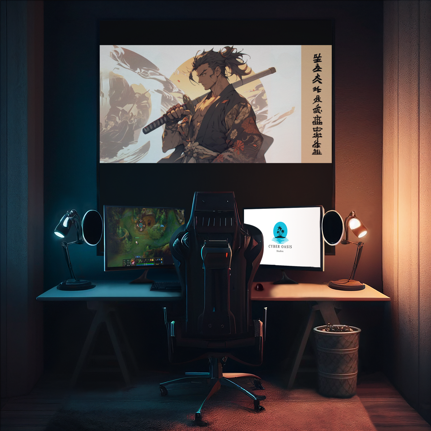 Samurai Warrior 36x18 Gaming Mouse Pad | Anime and Kanji Inspired | Professional Gaming Accessory