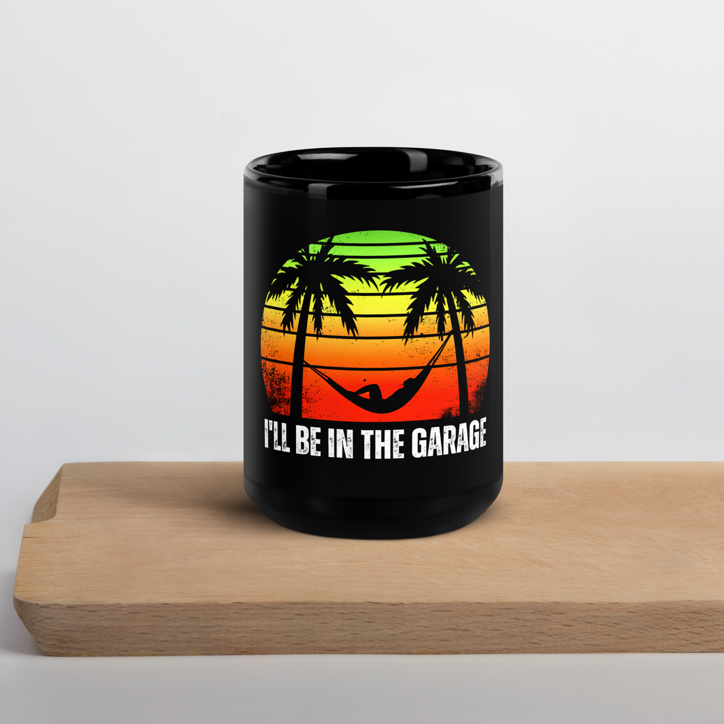 I'LL BE IN THE GARAGE - Retro Sunset 15oz Mug