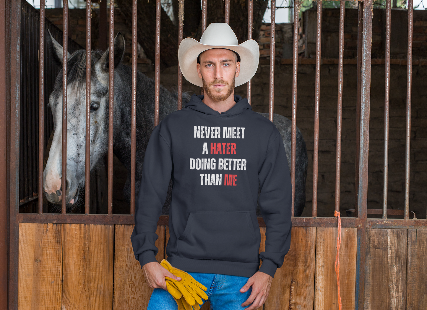 Never Meet A Hater Doing Better Than Me - Men's Premium Hoodie | Empowerment & Success Wear