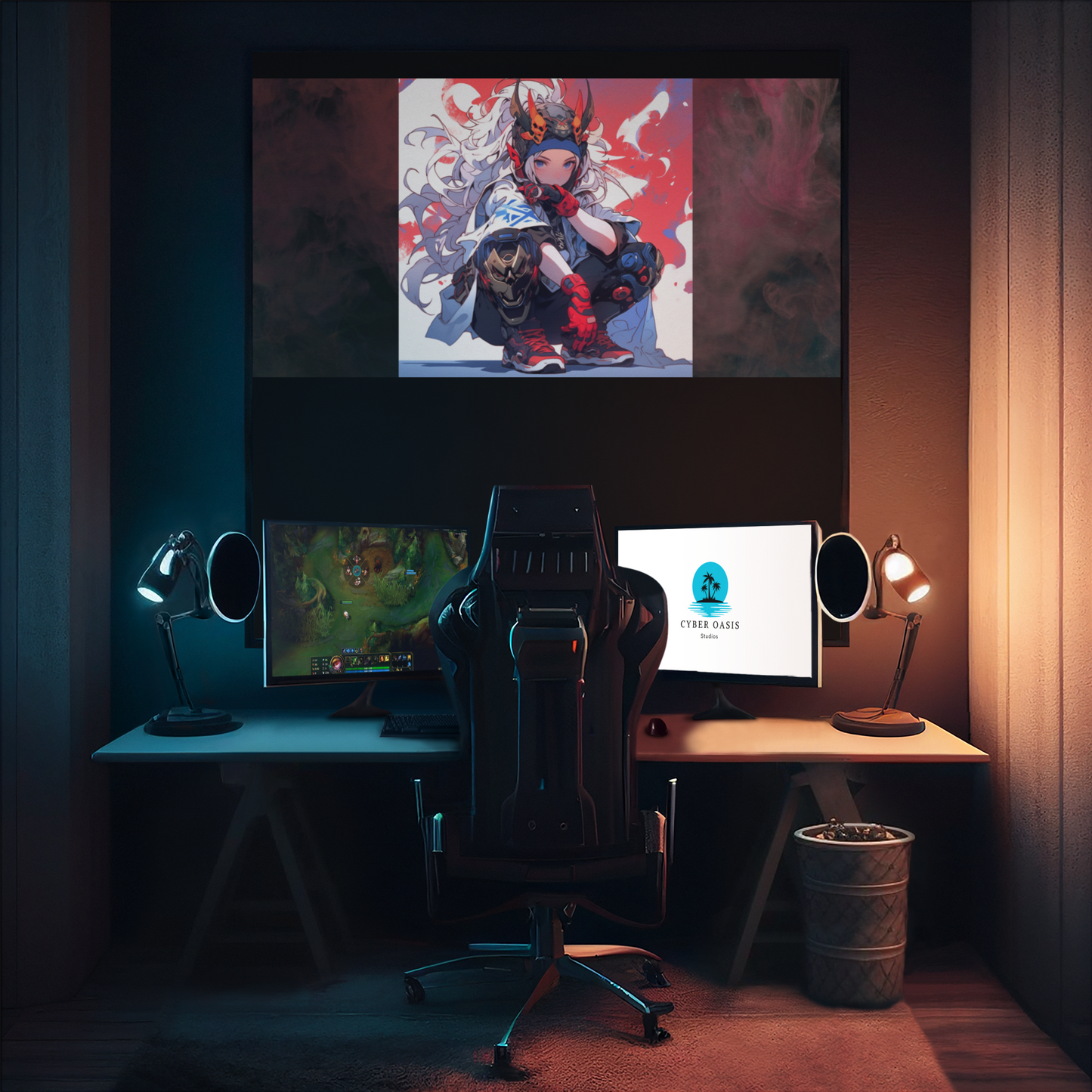 38"x18" Gaming Mouse Pad - Anime Teenage Female Ninja Design