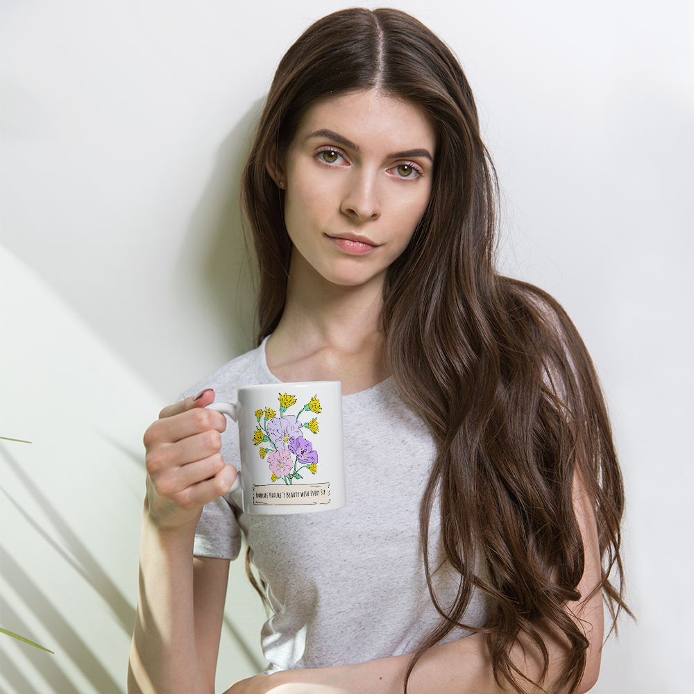 11oz Wildflower Design Mug | Professional Tea & Coffee Drinkware | Nature-Inspired Gift