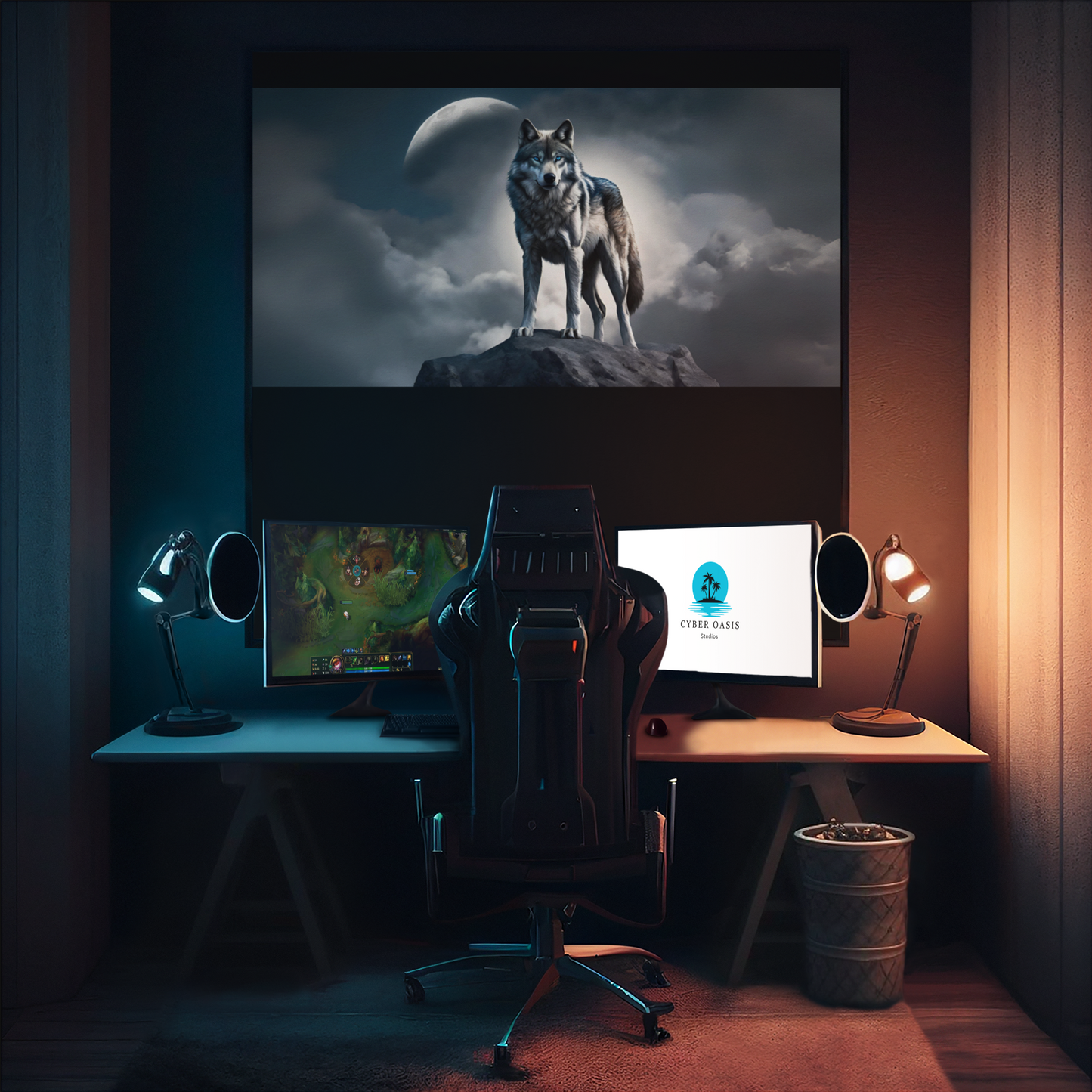 Blue-Eyed Wolf 36x18 Gaming Mouse Pad - Alpha Gamer Mat