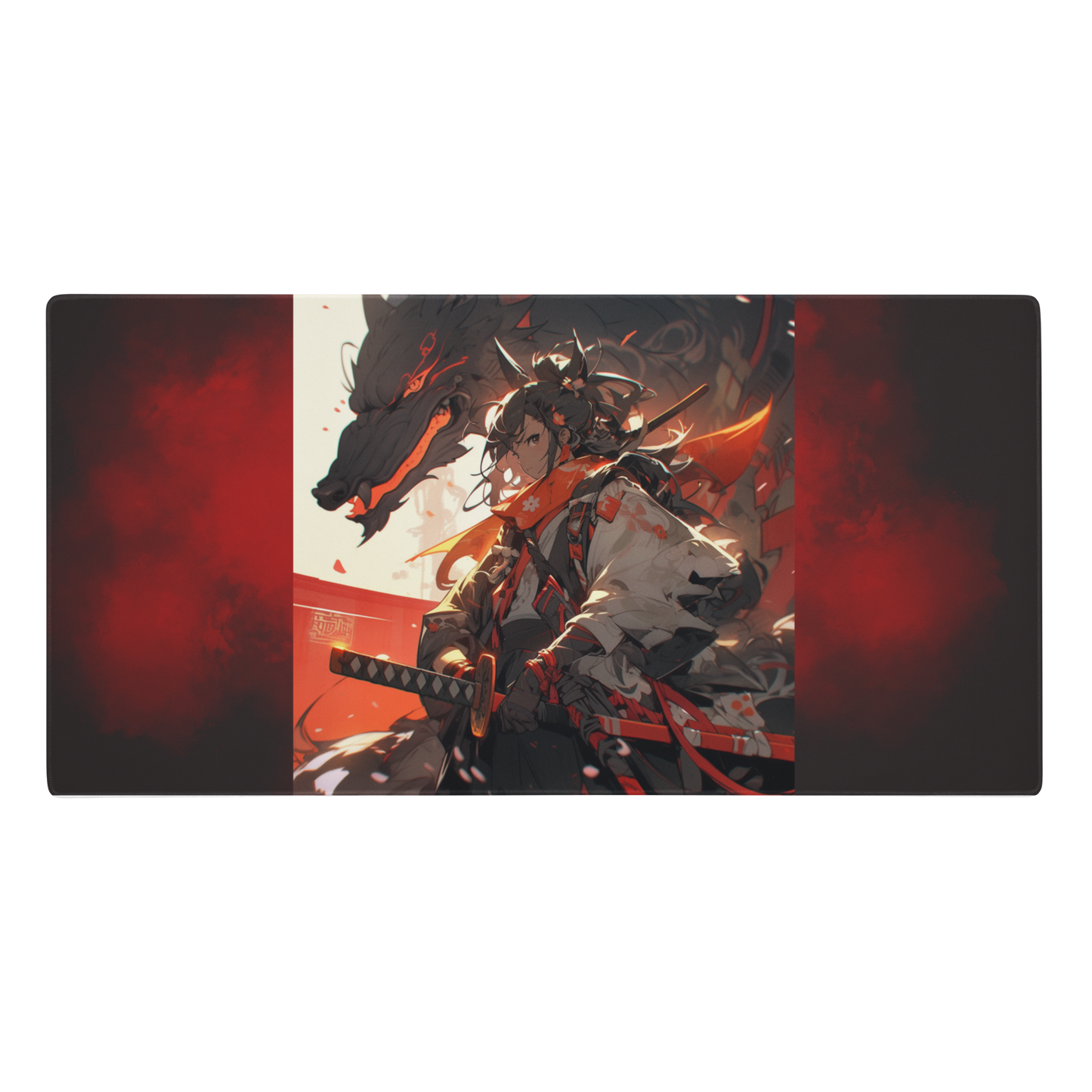 Extended Gaming Mouse Pad: 38"x18" - Anime Female Samurai Artwork - Perfect Grip, Ultra-Smooth Surface for Gamers