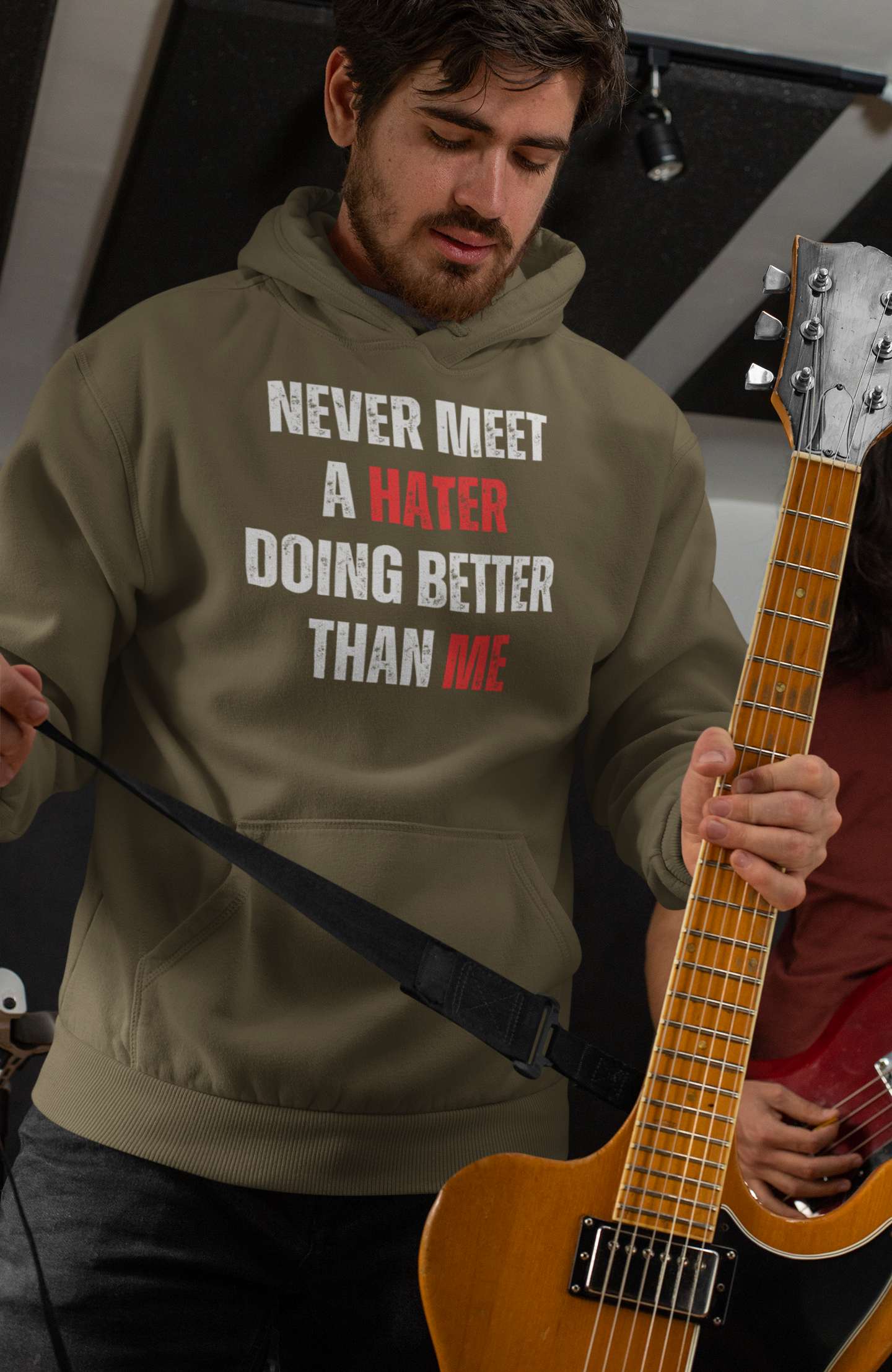 Never Meet A Hater Doing Better Than Me - Men's Premium Hoodie | Empowerment & Success Wear