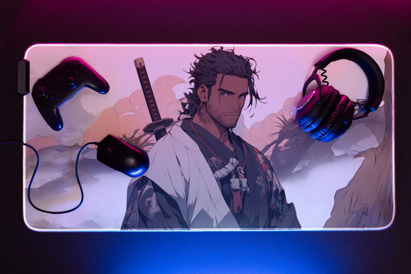 Anime Samurai 36" × 18" Gaming Mouse Pad – Precision Gaming with Warrior Aesthetics